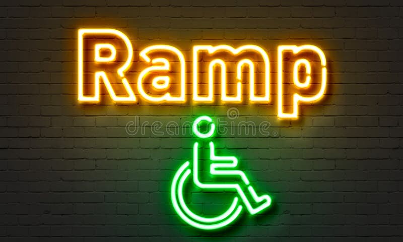 Ramp neon sign on brick wall background. royalty free illustration Ramp neon sign on brick wall background. royalty free illustration