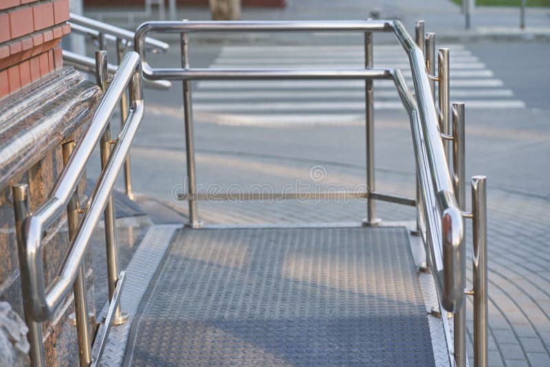 Ramp Way with Stainless Steel Handrail with for Support Stock Photo ...