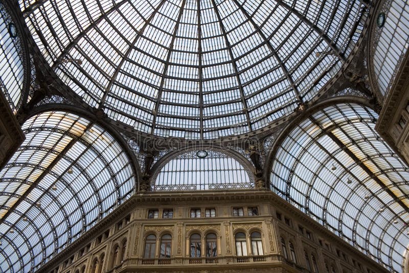 Detail of the glass roof of Galleria Umberto I, a 19th century public gallery in Naples, Italy. Detail of the glass roof of Galleria Umberto I, a 19th century public gallery in Naples, Italy