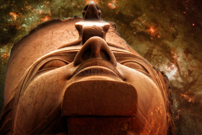 Photo-montage of Ramses II Colossus and a stars birth section in Galaxy M83 (Elements of this image furnished by NASA). Photo-montage of Ramses II Colossus and a stars birth section in Galaxy M83 (Elements of this image furnished by NASA)