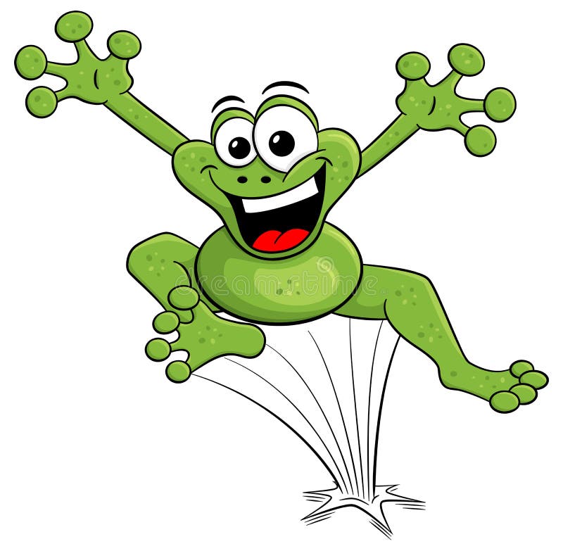 Vector illustration of a jumping cartoon frog isolated on white. Vector illustration of a jumping cartoon frog isolated on white