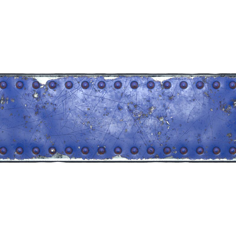 Rand van metaal met in blauw geverfde rivieren in de vorm van een rechthoek in het midden op witte achtergrond 3d