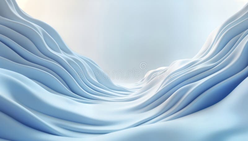 Randare abstractă 3d arată forme ondulate curgătoare în alb albastru deschis. curbele moi creează un efect mărunt neted. minim mod royalty free illustration