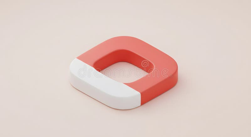 Randare 3D abstractă a unui element de proiectare a unui magnet pătrat roșu și alb pentru branding și marketing minimalist stock illustration