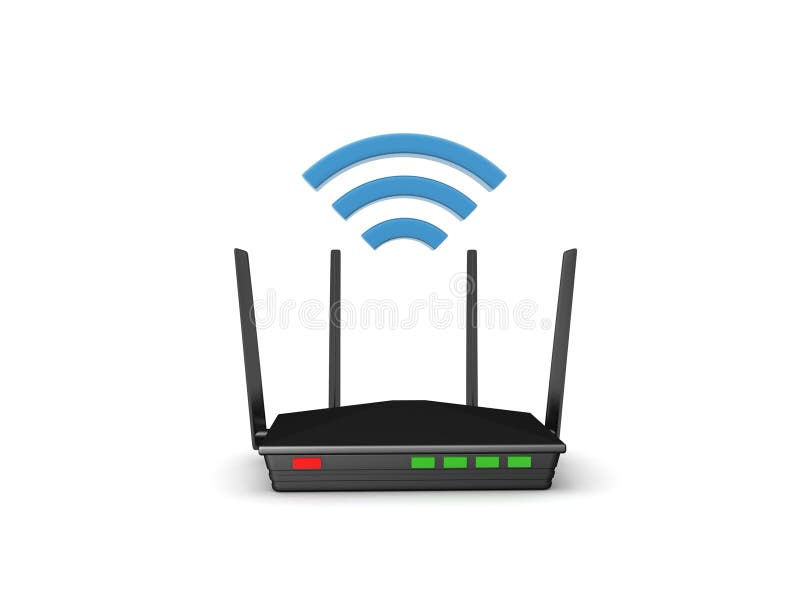 Randarea 3D a routerului cu semnal wifi vector illustration