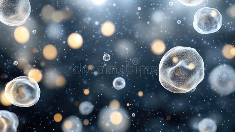 Randarea digitală detaliată prezintă o amobă cu texturi realiste și efecte de iluminare care plutesc într-un spațiu întunecat royalty free stock image
