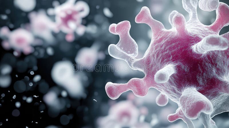 Randarea digitală detaliată prezintă o amobă cu texturi realiste și efecte de iluminare care plutesc într-un spațiu întunecat royalty free stock photos