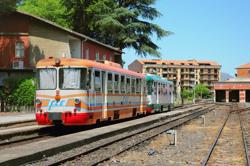 Station of the circle railway around Etna volcano