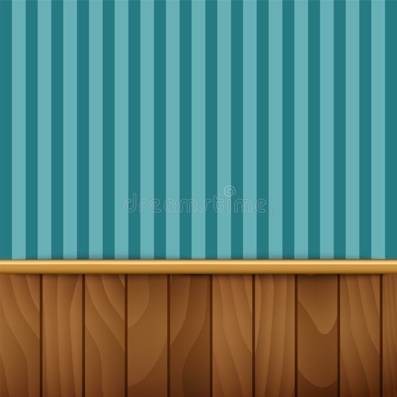 Randig tapet med wood panel royaltyfri illustrationer