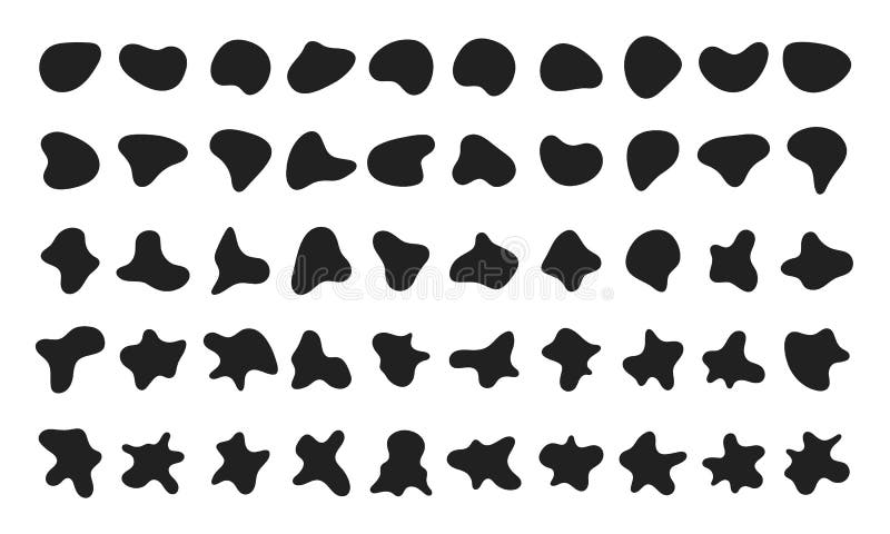 Random abstract liquid organic black irregular blotch shapes flat style design fluid vector illustration set vector illustration