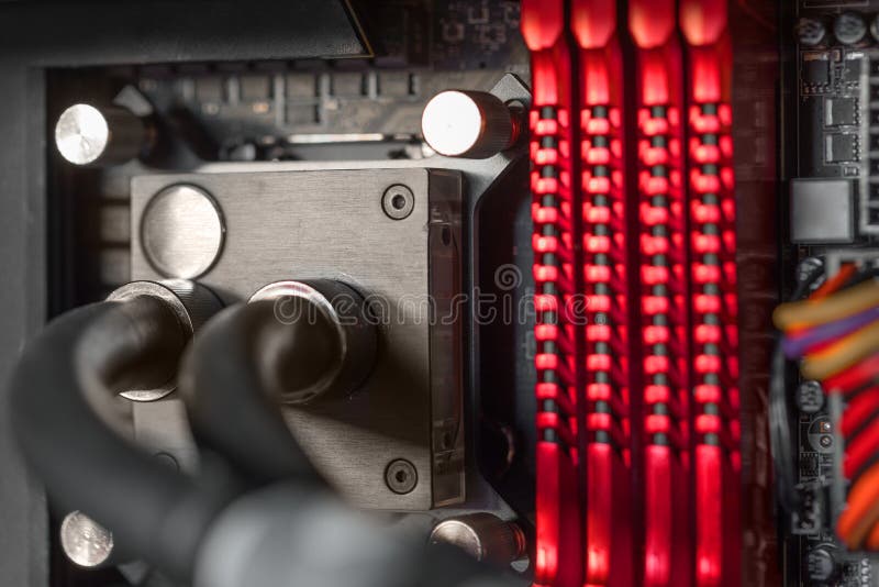 Random Access Memory closeup photo within computer case royalty free stock photo
