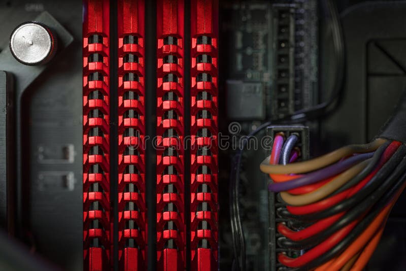 Random Access Memory closeup photo within computer case royalty free stock images