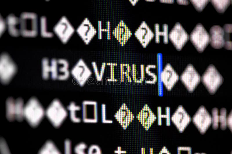 Random computer code with word virus royalty free stock images