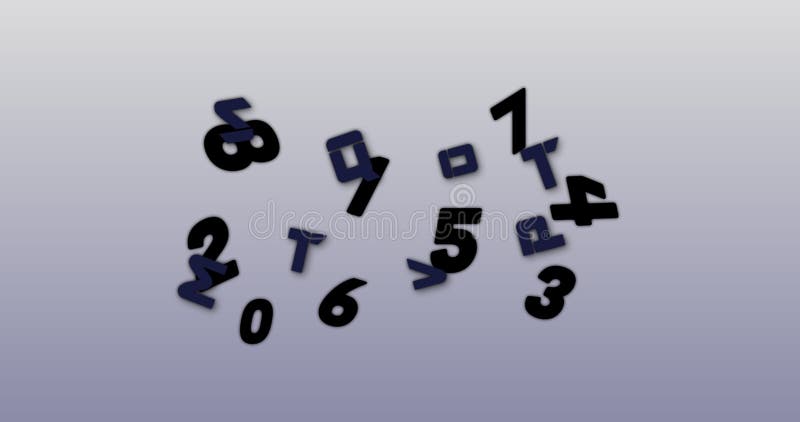 Random numbers and alphabets moving and changing against grey background stock illustration