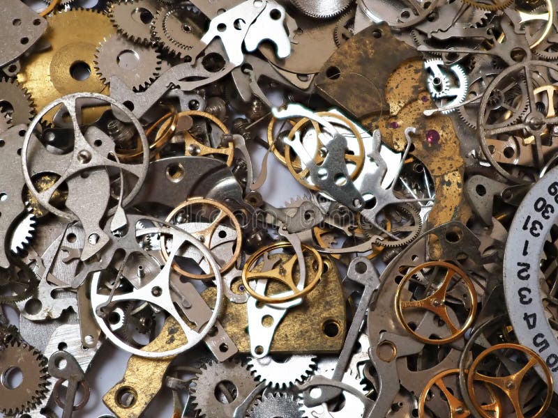 Random Pile of Old Mechanical Watch Parts Stock Image - Image of