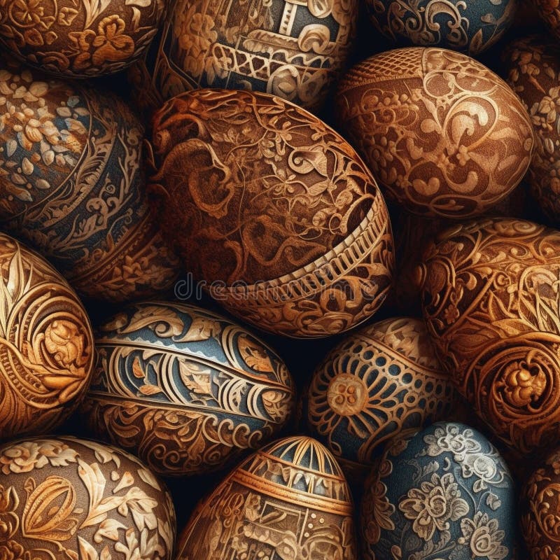 Seamless Random Background Ornate Easter Egg Illustration Theme - Generative AI