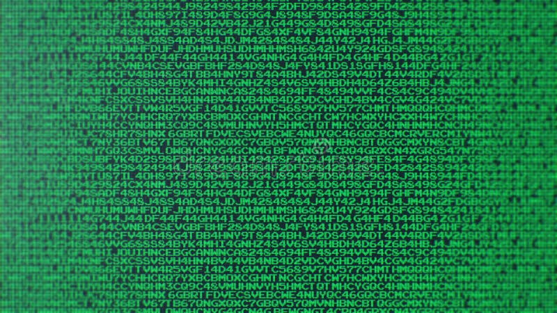 Random Code and Data Running on an Old Computer Monitor vector illustration