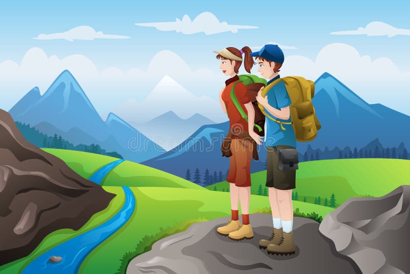 Randonneurs sur les montagnes supérieures illustration stock Randonneurs sur les montagnes supérieures illustration stock
