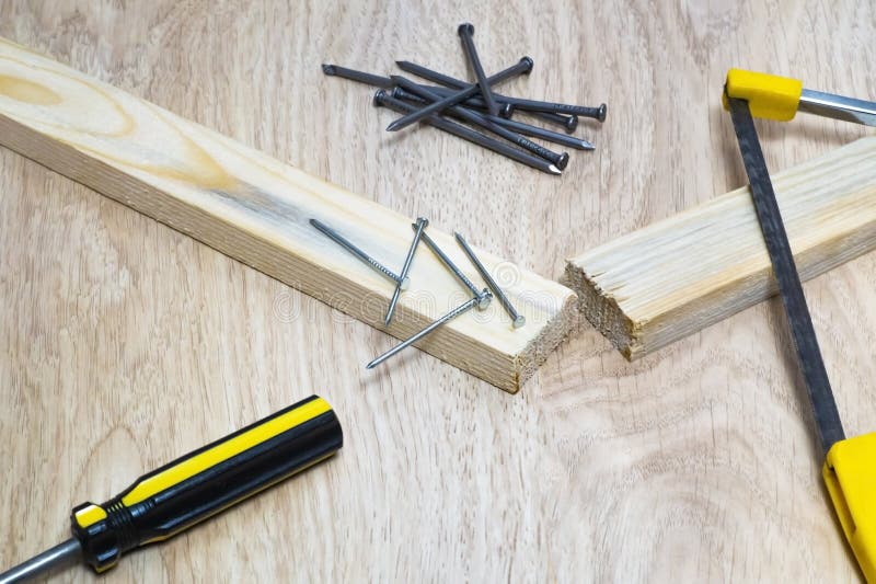 Range Of Tools For Wood Nails, Saw. Stock Photo Image of handyman
