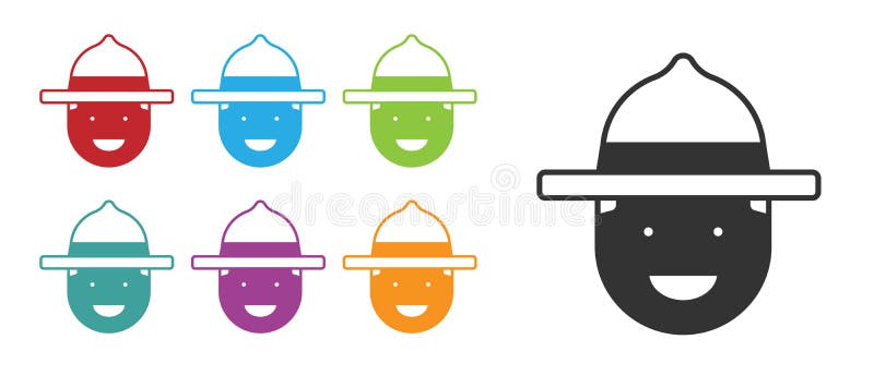 Rango canadese nero che rappresenta un'icona uniforme isolata su fondo bianco. imposta icone colorate. vettore illustrazione di stock