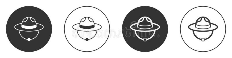 Rango canadese nero che rappresenta un'icona uniforme isolata su fondo bianco. pulsante cerchio. vettore royalty illustrazione gratis