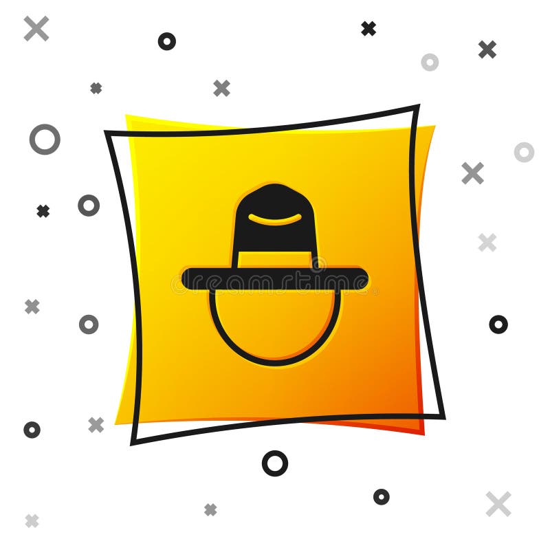 Rango canadese nero che rappresenta un'icona uniforme isolata su fondo bianco. pulsante quadrato giallo. vettore illustrazione di stock