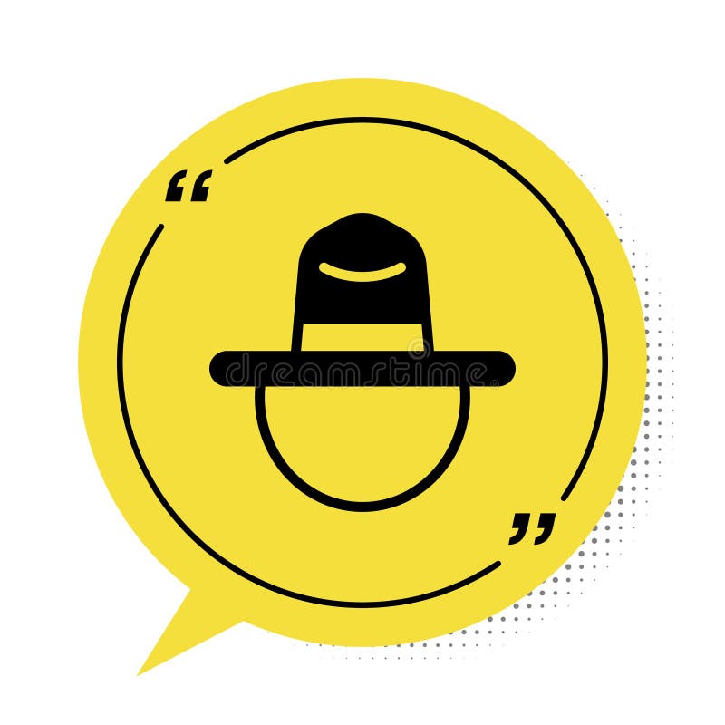 Rango canadese nero che rappresenta un'icona uniforme isolata su fondo bianco. simbolo della bolla vocale gialla. vettore royalty illustrazione gratis
