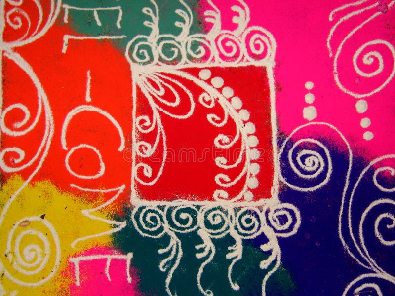 Rangoli a traditional art used in decorating houses in celebrations and festivals in India.
