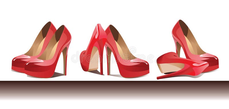 Rangée des chaussures femelles rouges Vecteur illustration libre de droits Rangée des chaussures femelles rouges Vecteur illustration libre de droits