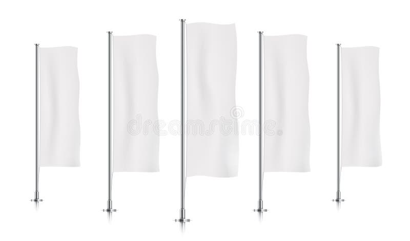 Rangée des drapeaux verticaux blancs de bannière illustration de vecteur Rangée des drapeaux verticaux blancs de bannière illustration de vecteur
