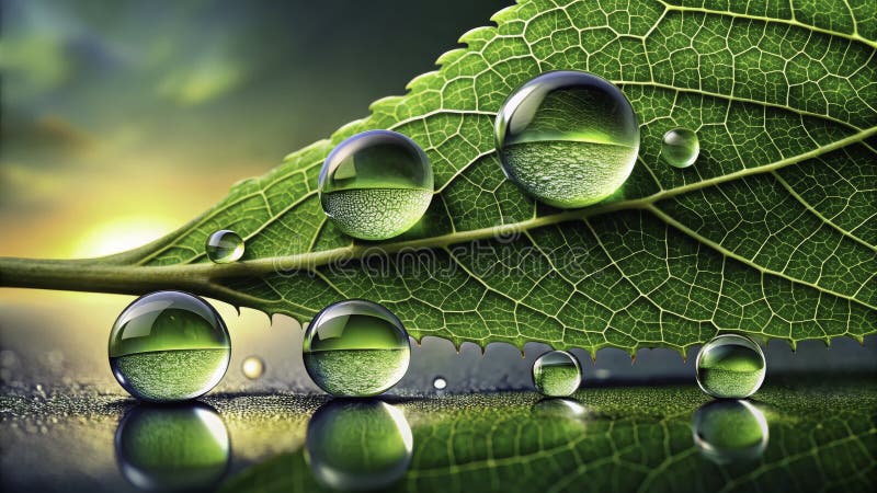 Ranka Ranka na jednym zielonym liściu Fotografia makro Masterpiece Przechwytując Esencję Naturów Świeżość ilustracji