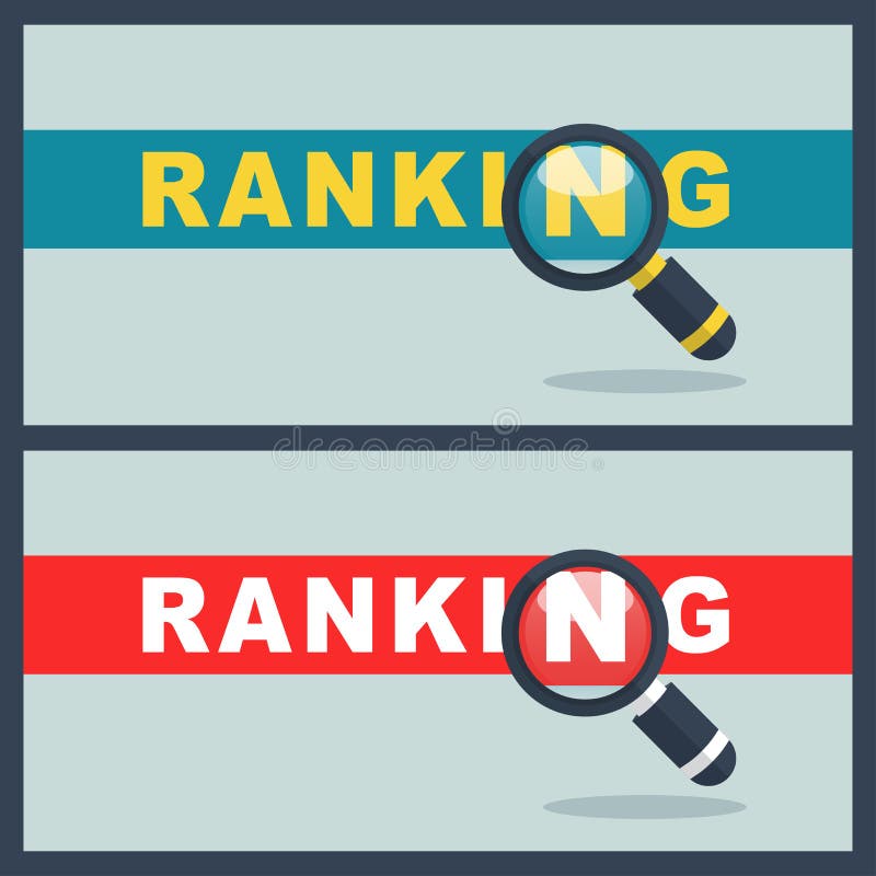 Ranking Word with Magnifier Concept Stock Vector Illustration of lens