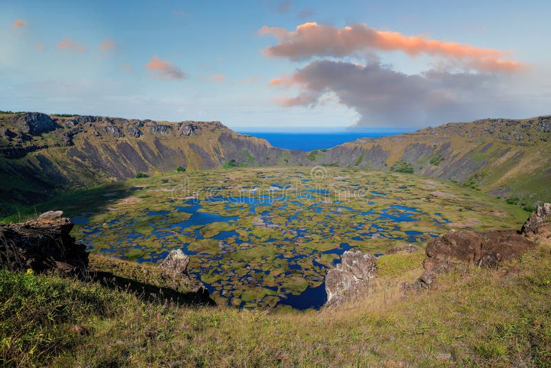 Rano Kau, the Largest Volcano on Easter Island Stock Photo Image of