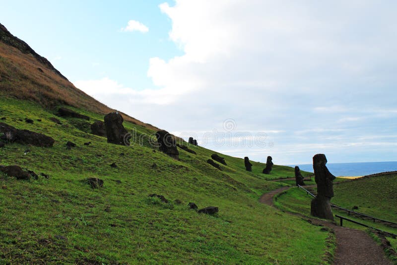 Rano Raraku Tour, Easter Island Chile royalty free stock image Rano Raraku Tour, Easter Island Chile royalty free stock image