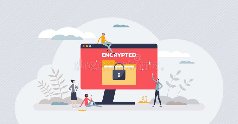 Ransomware hacker attack to encrypted personal files tiny person concept stock illustration