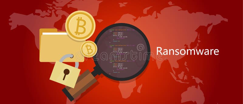Ransomware wannacry hacker malware concept of lock folder and ask money royalty free illustration