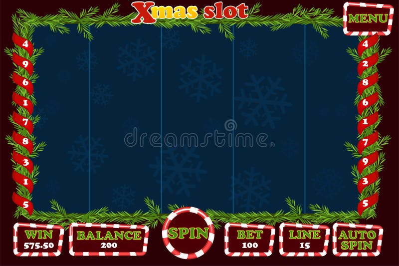 Ranura de Navidad, interfaz de interfaz de usuario de juegos y botones Menú completo para juegos de casino libre illustration