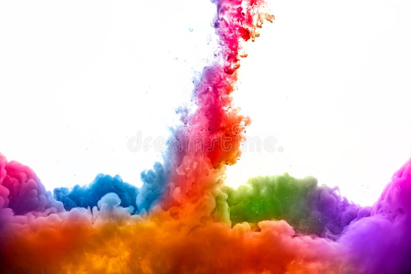 Raoinbow de la tinta de acrílico en agua Explosión del color imagenes de archivo Raoinbow de la tinta de acrílico en agua Explosión del color imagenes de archivo