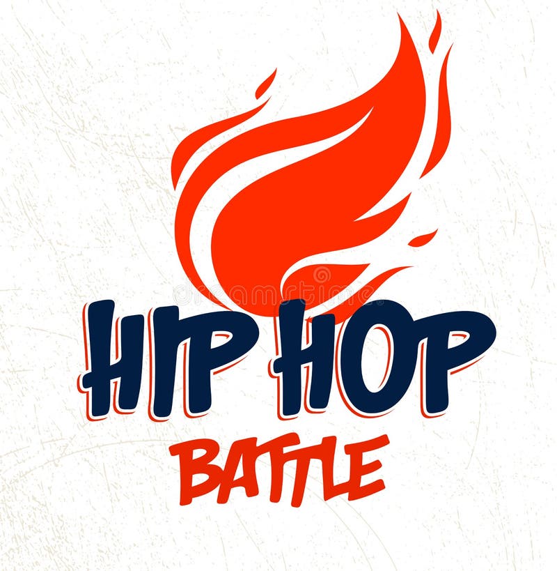 Rap bitwy vector logo lub emblem z ogniem płonącego hip hop hot rhymes music festival lub night club label t royalty ilustracja