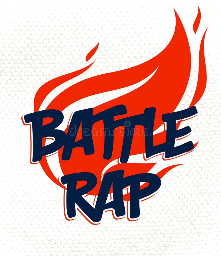 Rap bitwy vector logo lub emblem z ogniem płonącego hip hop hot rhymes music festival lub night club label t royalty ilustracja