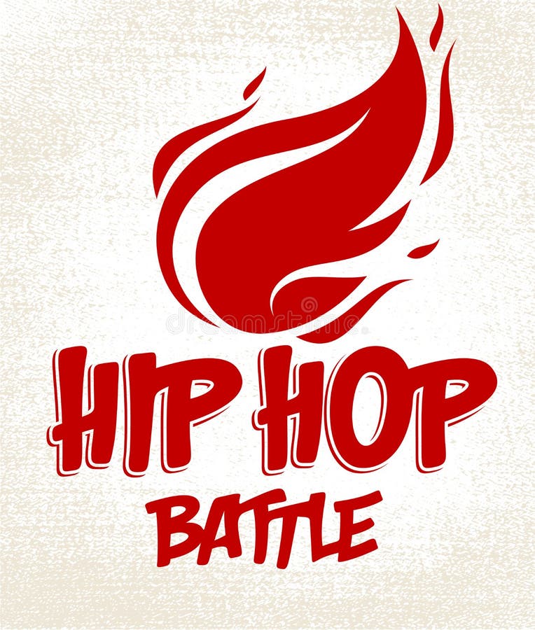 Rap bitwy vector logo lub emblem z ogniem płonącego hip hop hot rhymes music festival lub night club label t ilustracji