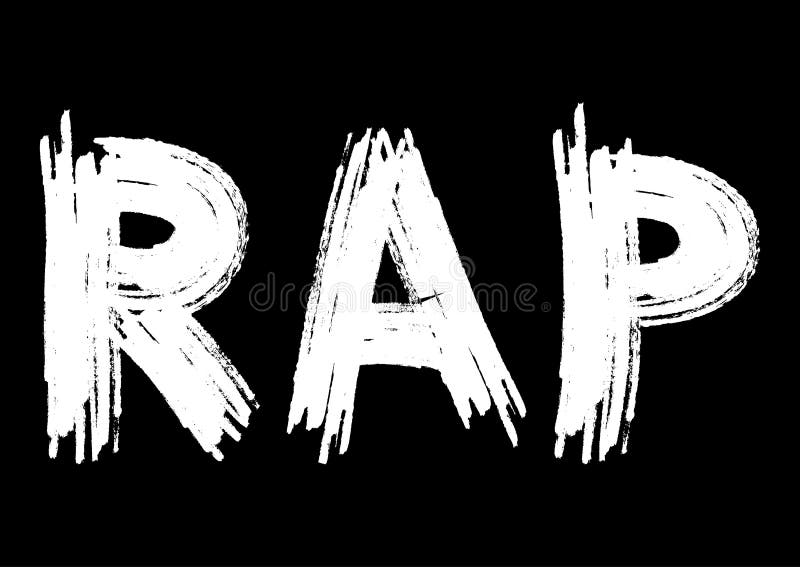 Rap Inscription on a Black Background. Smears White Brush. Stock Vector -  Illustration of logo, brush: 74876466