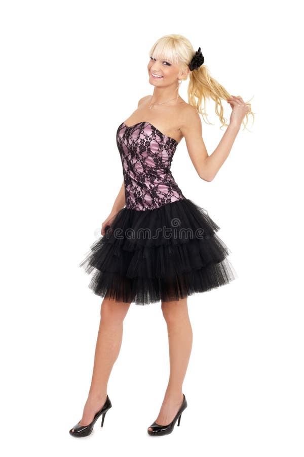 Rapariga bonito no vestido da forma imagem de stock royalty free Rapariga bonito no vestido da forma imagem de stock royalty free