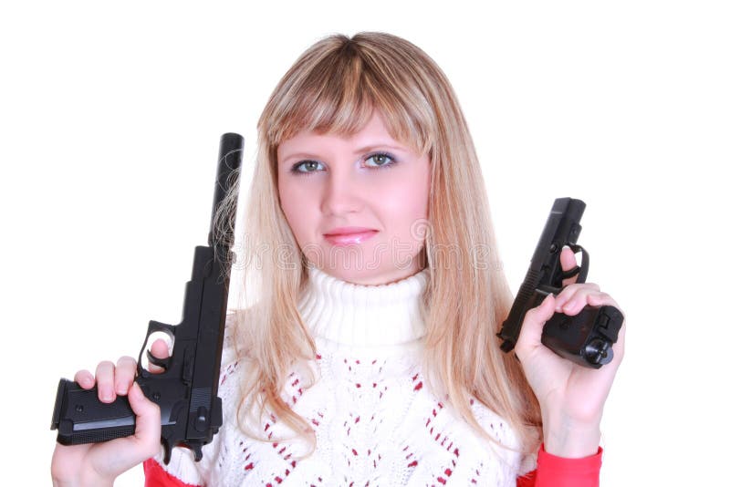 Rapariga nova com duas armas foto de stock royalty free