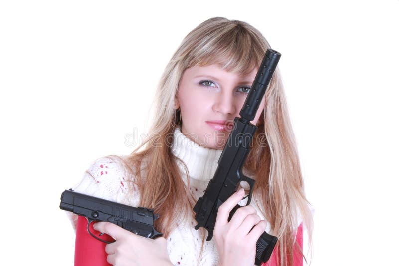 Rapariga nova com duas armas imagens de stock royalty free