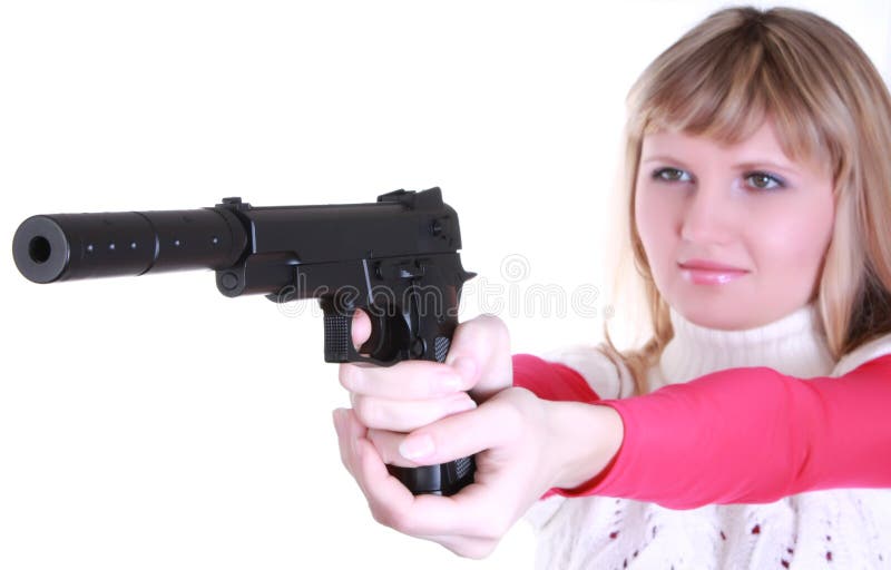 Menina com arma fotografia de stock