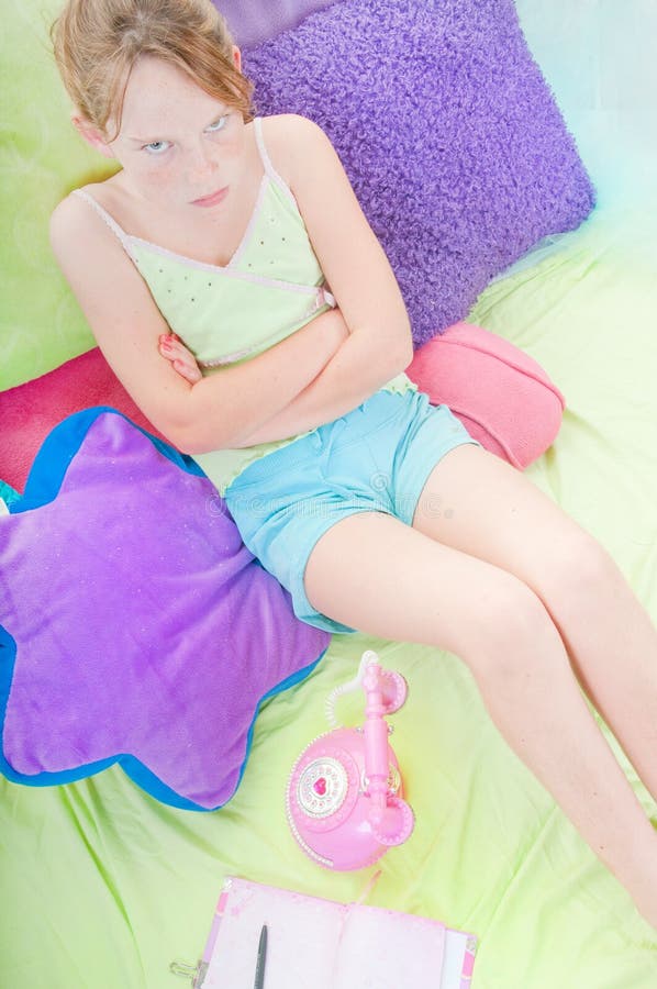 Menina infeliz por ter sido interrompida imagens de stock royalty free