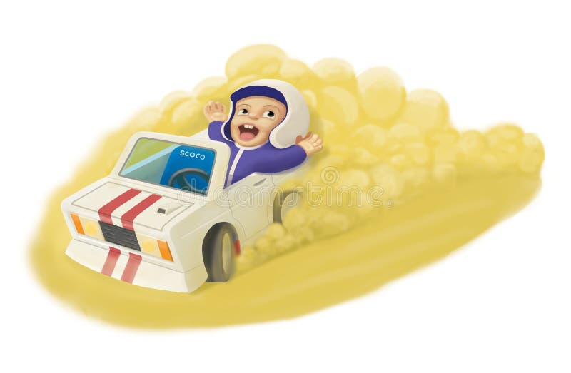 Rapaz pequeno bonito que conduz uma ilustração tirada mão dos desenhos animados do carro ilustração do vetor Rapaz pequeno bonito que conduz uma ilustração tirada mão dos desenhos animados do carro ilustração do vetor