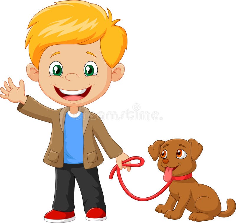 Rapaz pequeno com seu cão isolado no fundo branco ilustração royalty free Rapaz pequeno com seu cão isolado no fundo branco ilustração royalty free