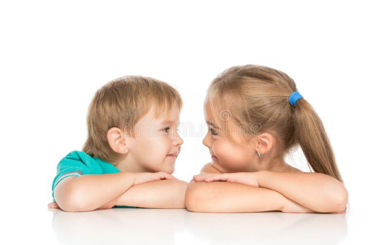 Menino e menina fotografia de stock royalty free